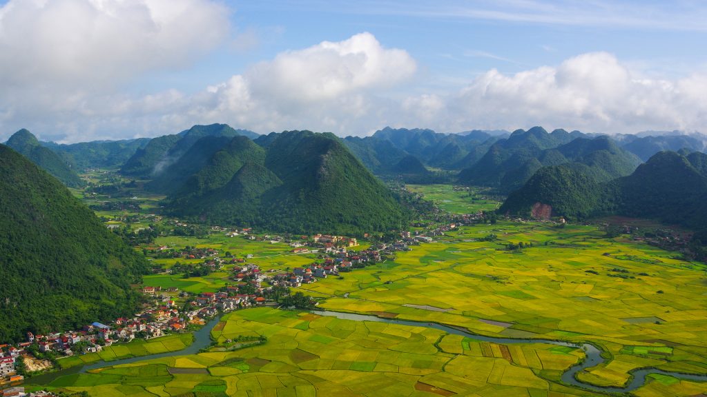 Aerial view of Bac Son Valley, Lạng Sơn, Vietnam