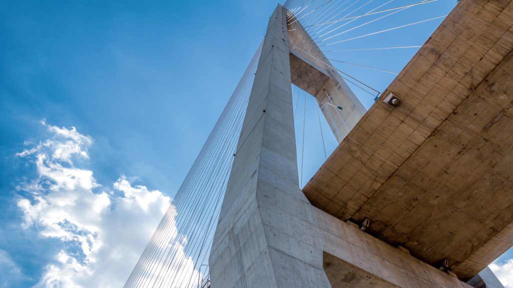 Close-up of cable stayed bridge in Tianjin, China