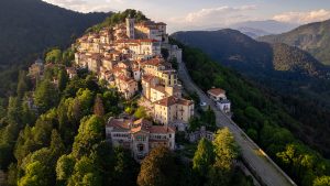 Aerial view of Santa Maria del Monte on Sacro Monte di Varese, Varese, Lombardy, Italy 637713ee11ed388e71e05148b5737a4b