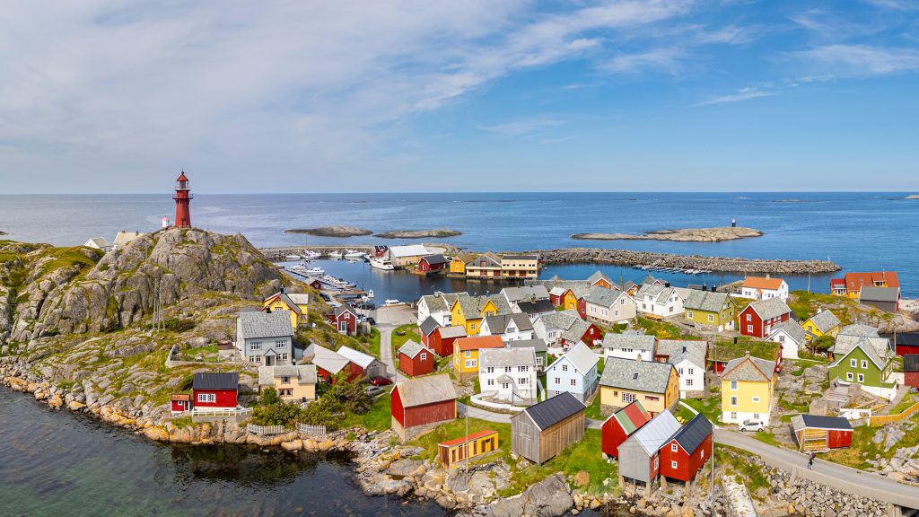 Ona coastal village aerial view, Ålesund Municipality, Møre og Romsdal county, Norway