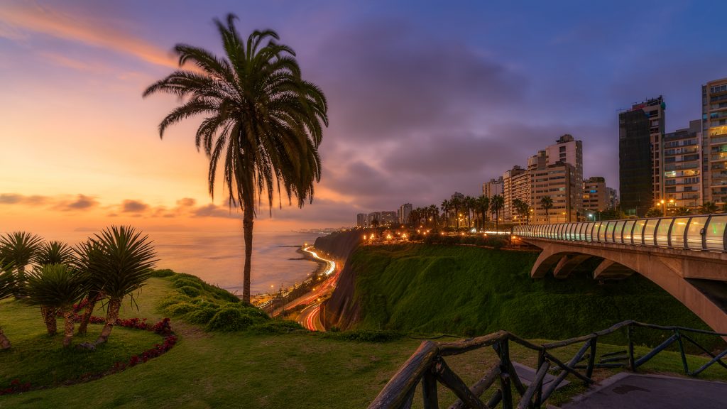 Saying goodbye to the day in front of the Villena Bridge in Miraflores, Lima, Peru