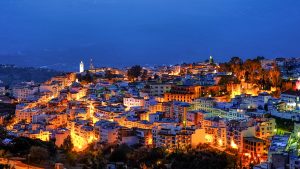 Night aerial view of Chefchaouen, the Blue city of Morocco ab950f2130bae93c7697a6af235033dc