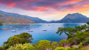 Spring sunrise in Adrasan bay with view of Moses Mountain, Kemer, Antalya, Turkey b46d20fdbaefd94c8599e21ae0f6adac