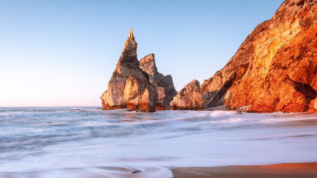 Sunset over Praia Ursa Beach near Cabo da Roca, Colares, Sintra, Lisbon, Portugal Sunset over Praia Ursa Beach near Cabo da Roca, Colares, Sintra, Lisbon, Portugal